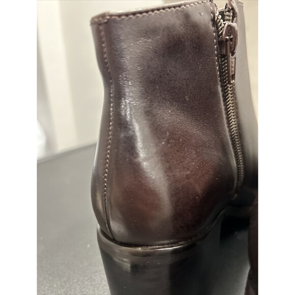 Bandolino Ankle Boots Booties Brown Leather Heel Zip 7.5 With Box - Picture 7 of 12